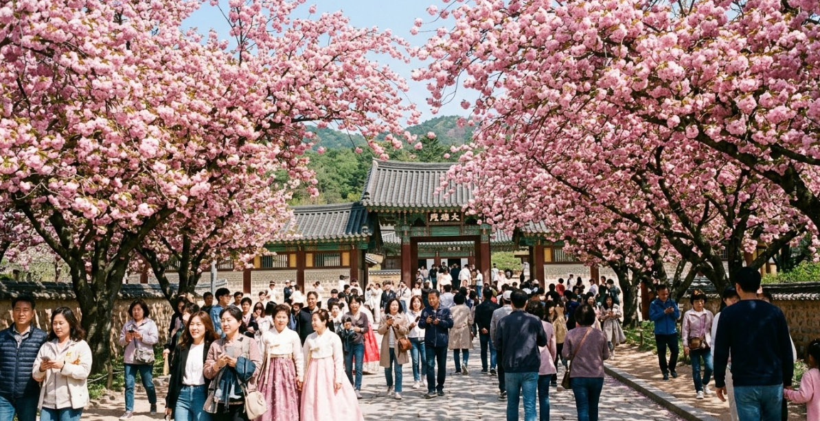 경주 불국사 겹벚꽃